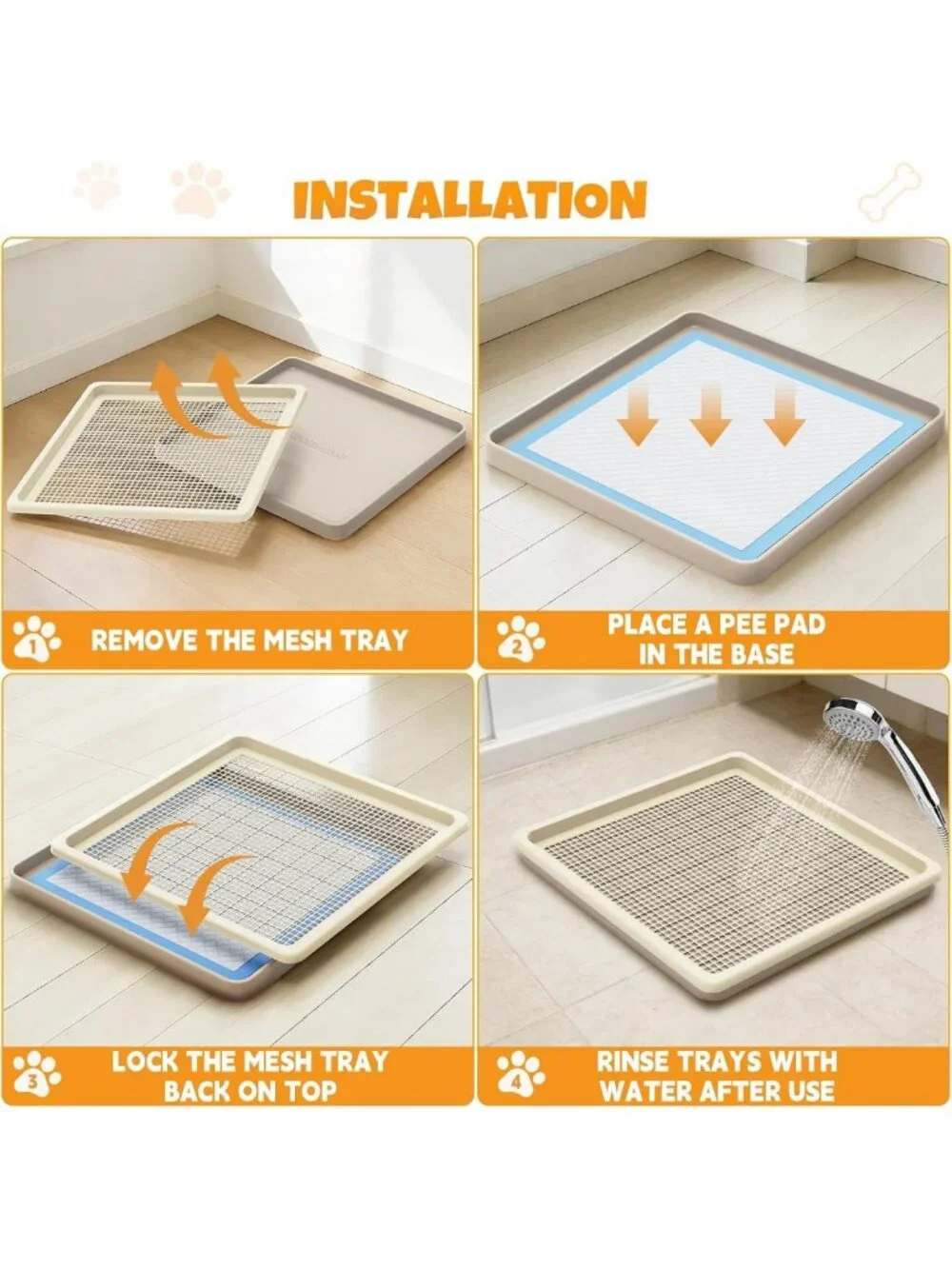 Indoor Dog Potty Tray for Puppies - 22x22 In, Easy-Clean, Leak-Resistant
